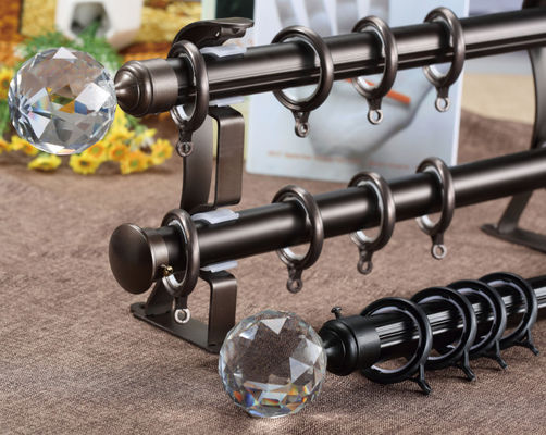 28mm Decoratief Aluminium Polen Crystal Finials Curtains Rods Set