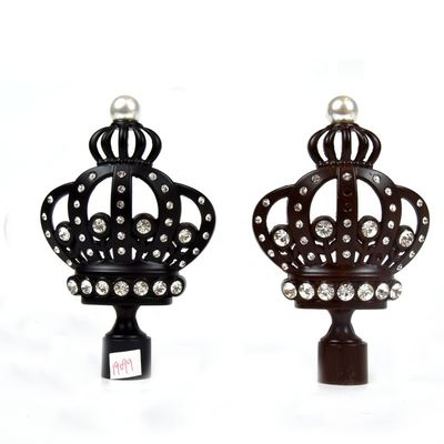 28mm Zwart Kroon Decoratief Gordijn Finials met Gegalvaniseerd