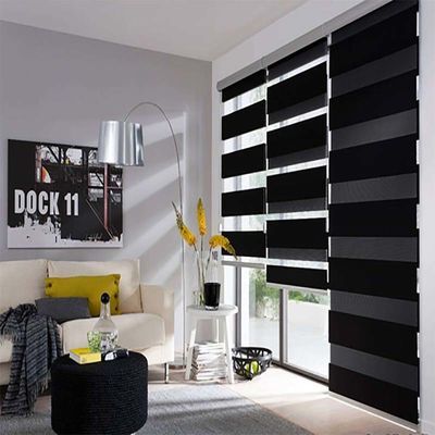 Smart Electric Blackout Black Zebra Blind voor studeerkamer