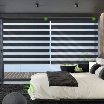 Rol Gestreept Blind Gordijn Wit Gray Colored For Living Room