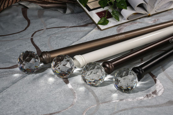 28mm Decoratief Aluminium Polen Crystal Finials Curtains Rods Set