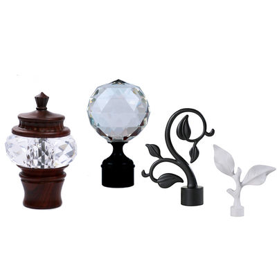 De decoratieve Pijp Rod Leaf Finials With 22mm van het Glasgordijn 25mm Grootte