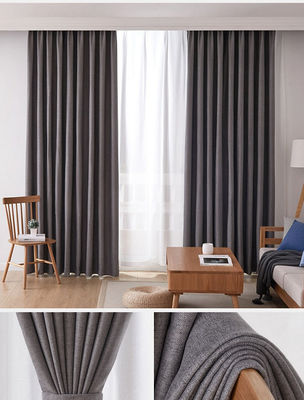 Fluweellinnen Licht Grey Verduisteringsgordijn dubbellaags Eenvoudig Ring Style