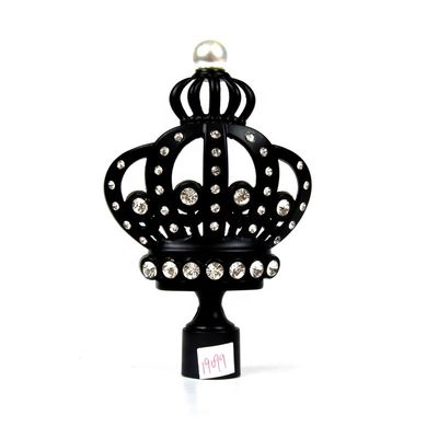 28mm Zwart Kroon Decoratief Gordijn Finials met Gegalvaniseerd